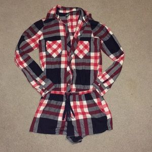 Aerie plaid flannel romper